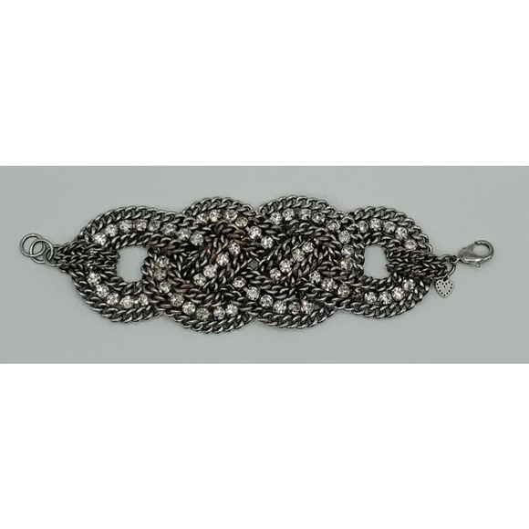 Stella & Dot Bold Silver Chain Crystal Rhinestone - Picture 6 of 10